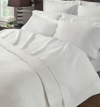 Sferra Classico White Euro Sham Solid Hemstitch 100% Linen Italy NEW - £118.43 GBP