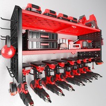 Kafahom Power Tool Organizer, Large 8 Drill Holder Wall Mount With 2 Side, Red - £70.34 GBP