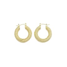 CZ Gold Thick Twisted Line Hoop Earrings, Sku#LX386 - £5.57 GBP