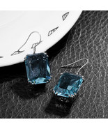NEW 8 Carat Emerald-Cut LONDON BLUE TOPAZ Earrings~925 Silver~Mint~Gift Bag - £21.57 GBP