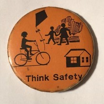 Think Safety Bike Recreation Safety Awareness Pinback Button Pin 2-1/4” - $4.95