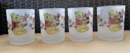 Pooh &amp; Piglet Spring Flowers Frosted Stain Glass Cocktail Juice Drinking Glasses - £39.64 GBP