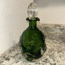 Sweden Aseda Borne Augustsson * Art Glass * Heavy Green Decanter w Stopp... - $43.66