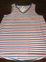 Nwt Lu La Roe 2XL White With Red &amp; Blue Stripes Kristina Tank Top Summer - £25.37 GBP
