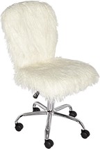 Linon Cora Faux Flokati Armless Office Chair, White - $2,249.45 MXN