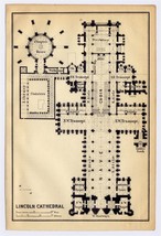 1910 Original Antique Plan Of Lincoln Cathedral / England - £13.45 GBP