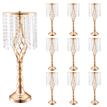 VEVOR 10PCS 55cm/21.65” Tall Crystal Wedding Flower Stand, Metal Wedding... - $89.90