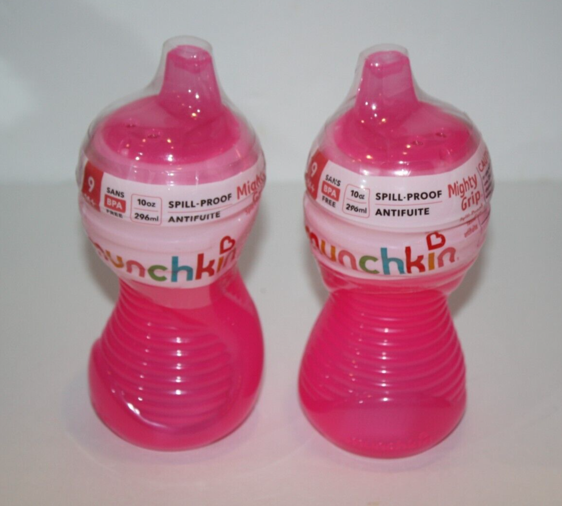 Munchkin Mighty Grip Spill Proof Sippy Cup 10 Oz Pink Soft Spout Lot of ... - $7.85