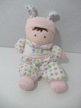 Carters plush doll white outfit pink purple flowers brunette brown hair hat - £39.56 GBP