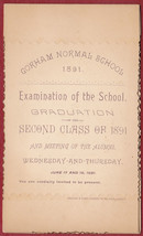 Gorham Normal School June 1891 Graduation Program - Gorham, Maine - $15.75