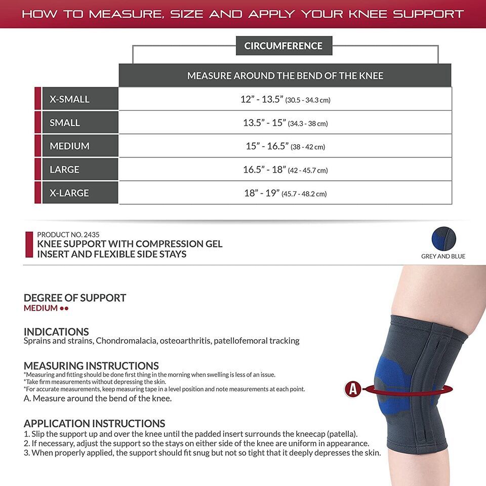 OTC Knee Support Compression Gel Insert Flexible Side Stays (Multicolor) Small Item image 2