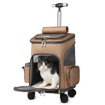 Portable Folding Trolley Pet Backpack Traveling Cat Backpack With Univer... - £72.97 GBP