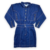 Union Bay Denim Jumper Womens Sz 9 Blue Jean Buttons Pockets Long Sleeve Cotton - £39.41 GBP