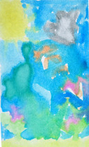 Original Abstract Watercolor Painting &quot;Cave of Wonders&quot;  6 Year Old Arti... - $7.99