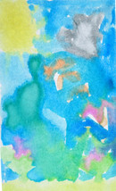 Original Abstract Watercolor Painting &quot;Cave of Wonders&quot;  6 Year Old Artist Mila - £6.00 GBP