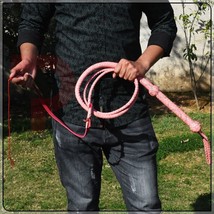 Cow Hide Leather BULL WHIP 06 Feet Long 12 Plaits Pink Color Indiana Jones Whip - £18.18 GBP