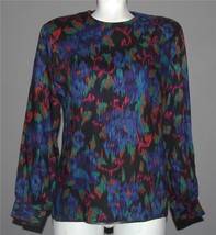 Pendleton Abstract Paint Streak Button Back No Collar Rayon Blouse Wm&#39;s 4 WORN? - £19.23 GBP