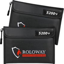 Fireproof Money Bag 9.6x6.6 Inches - 5200℉ Heat Insulation, 2-Pack Black - $59.35
