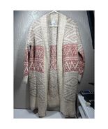 JOlE Womens Open Front Longline Knit Cardigan Sweater Boho Celtic Wool S... - $61.72 CAD