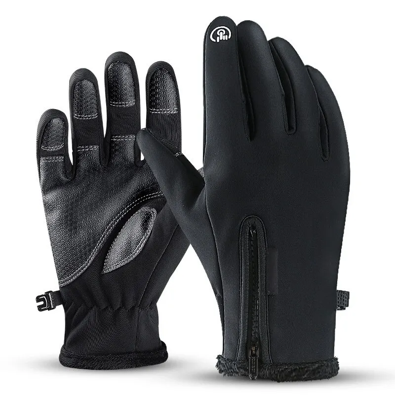 Winter Motorcycle PU Leather Ski Warm Gloves Unisex Non-slip Touch Screen - £15.78 GBP