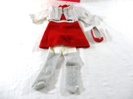 American Girl Doll Ruby &amp; Ribbon Knit Dress Cardigan Tights Red one Shoe... - £13.99 GBP