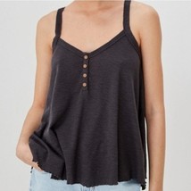 American Eagle Textured Henley Tank Top Charcoal Gray Small - $20.00