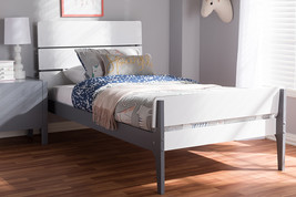 Cyprien Mission Style White and Dark Grey-Twin Platform Bed - $7,569.64 MXN