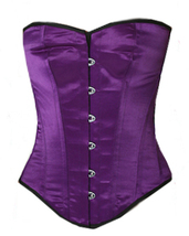 Complete steel frame corset Fullbust spiral victorian bustier purple satin - £33.80 GBP+