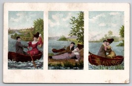 Victorian Romance Couple In Rowboat And On The Shore Postcard B35 - £5.57 GBP