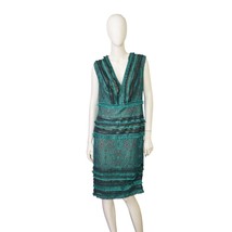 Tadashi Shoji Blue Knee Length Sleeveless Sequined Lace Dress w. Fringes... - $118.80