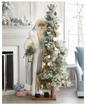 57” Life Size Pastel Santa in Plush Coat next to Lighted 72” Christmas Tree - £4,742.23 GBP