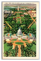 Capitol Building Aerial View Washington DC UNP  Linen Postcard W1 - £2.32 GBP