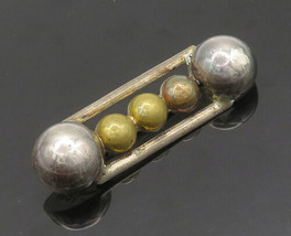 MEXICO 925 Sterling Silver - Vintage Smooth Two Tone Domes Brooch Pin - BP8142 - £44.02 GBP