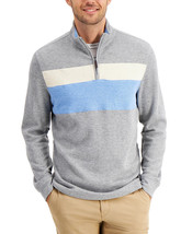 Club Room Men&#39;s Quarter-Zip French Rib Pullover Soft Grey Heather-Small - £13.53 GBP