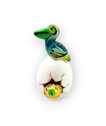 Hatched Egg Pottery Bird Green Pelican Yellow Parrot Mexico Hand Painted... - £11.61 GBP