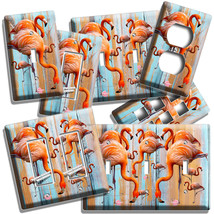 Pink Flamingo Birds On Rustic Wood Light Switch Outlet Wall Plate Home Art Decor - £9.39 GBP+