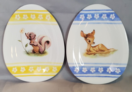 Disney Bambi Flower Skunk Plate Oval Egg Shaped Easter Set of 2 Melamine  - £12.60 GBP