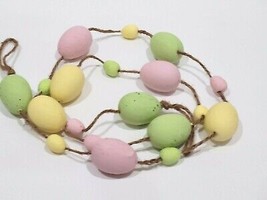 Easter Pastel Eggs Garland Home Decor 6FT Pink Green Yellow - $19.79
