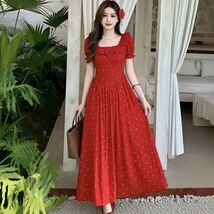 Women A Line Scoop Neck Short Sleeve Ruffle Red Dot Plus Size Avant Long... - $62.98