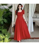 Women A Line Scoop Neck Short Sleeve Ruffle Red Dot Plus Size Avant Long... - $62.98