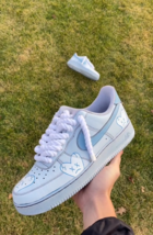 Custom Baby Blue Air Force 1s with White Rope Laces - $224.99