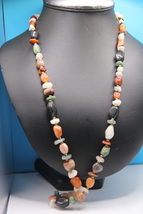 Stone Multi Brown Shades Strand Necklace  - £4.82 GBP