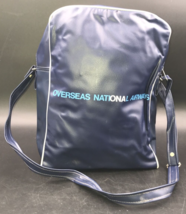 Vintage Overseas National Airways ONA Blue Vinyl Travel Tote Zipper Bag ... - $32.71