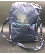 Vintage Overseas National Airways ONA Blue Vinyl Travel Tote Zipper Bag ... - £25.54 GBP