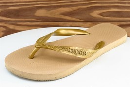 Havaianas Sz 39-40 M Gold Flip Flop Synthetic Women Sandals - £15.53 GBP