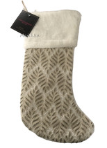 Christian Siriano Christmas Stocking Gold White Beaded Front Pearls 22&quot; Faux Fur - £38.35 GBP
