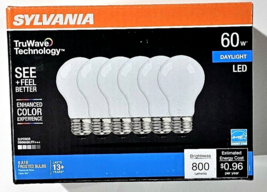Sylvania Truwave Technology 60w Daylight LED 6 Pack A19 Frosted Bulbs - £22.24 GBP