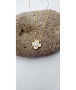 Quatrefoil Gold necklace Dainty layering necklace Lucky clover Crystal P... - £38.65 GBP