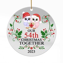 54th Anniversary Christmas 2023 Acrylic Ornament 54 Years Cute Owl Couple Gift - £13.49 GBP
