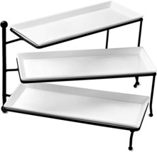 3 Tiered Serving Stand, Foldable Rectangular Food Display Stand, Sweese ... - £44.36 GBP